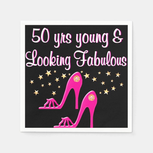 50 AND FABULOUS SHOE QUEEN NAPKIN (Front)