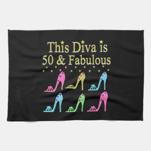 50 AND FABULOUS SHOE QUEEN TEA TOWEL