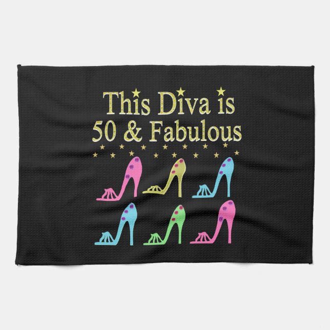 50 AND FABULOUS SHOE QUEEN TEA TOWEL (Horizontal)