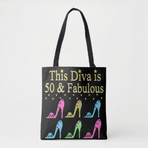 50 AND FABULOUS SHOE QUEEN TOTE BAG