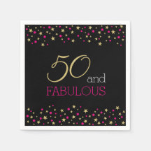 50 and Fabulous Stars and Hot Pink Confetti Dots