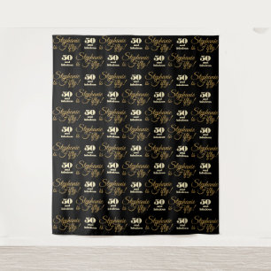 50 and Fabulous Step and Repeat Party Backdrop Tapestry