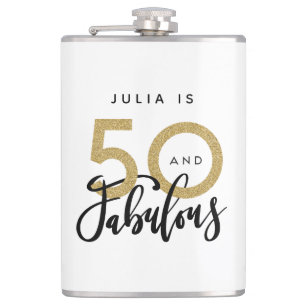 50 and fabulous stylish birthday hip flask