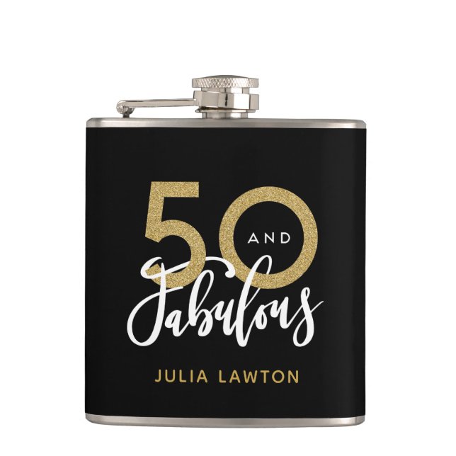 50 and fabulous stylish party  hip flask (Front)