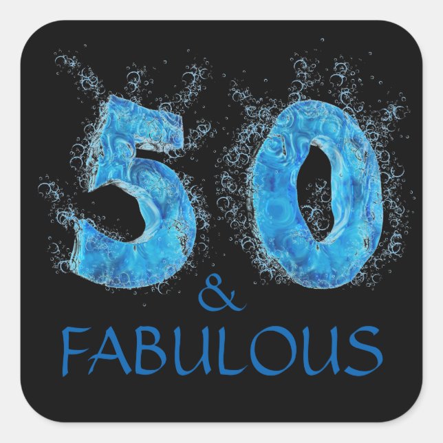 50 and Fabulous Swimmer Swimming 50th Birthday Square Sticker (Front)