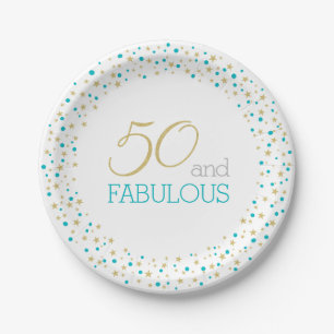 50 and Fabulous Theme 50th Birthday Party Paper Plate