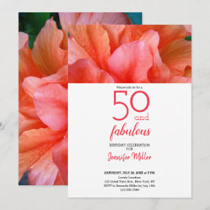 50 and Fabulous Tropical Flower Photo Birthday Invitation