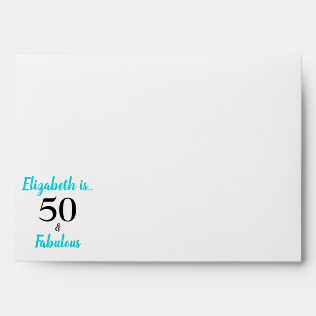 50 and Fabulous Turquoise Birthday Party Envelope (Front)