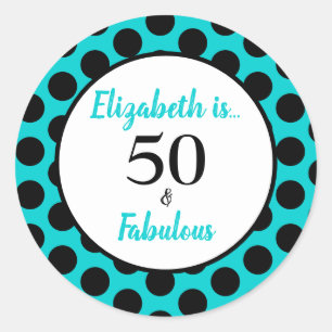 50 and Fabulous Turquoise Blue Classic Round Sticker