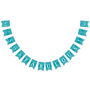 50 And Fabulous Turquoise White Dots Bunting