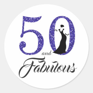 50 and Fabulous   Typography 50th Birthday Classic Round Sticker
