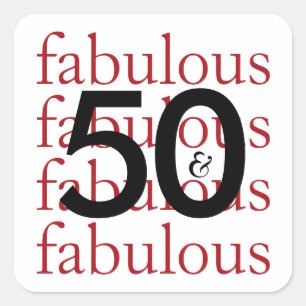50 and Fabulous Typography 50th Birthday Milestone Square Sticker