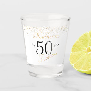 50 and Fabulous White Gold 50th Birthday Shot Glass