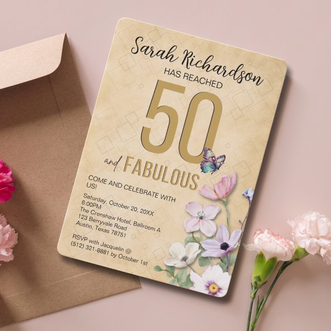 50 and Fabulous Wildflower Invitation (Creator Uploaded)