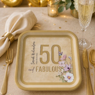 50 and Fabulous Wildflower Paper Plate