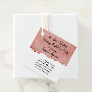 50 And Fabulous Winery Birthday Party Favour Tags