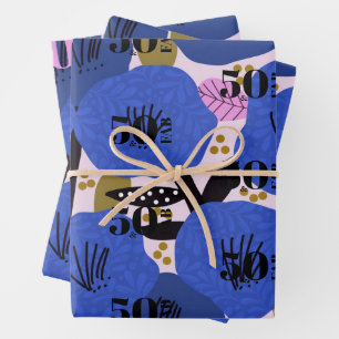 50 and Fabulous Wrapping Paper Flat Sheet Set of 3