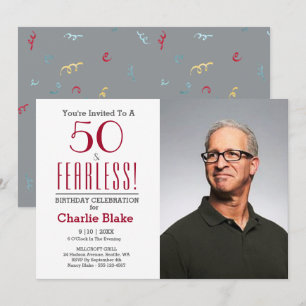 50 and Fearless! Photo 50th Birthday Party Invite