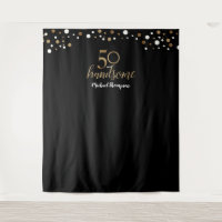 50 and handsome 50th birthday Black Gold backdrop