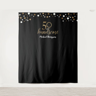 50 and handsome 50th birthday Black Gold backdrop Tapestry