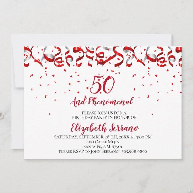 50 And Phenomenal Birthday Invitation (Front)
