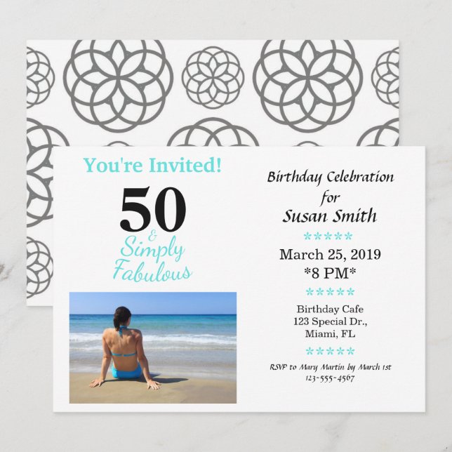 50 and Simply Fabulous Birthday Invitation (Front/Back)