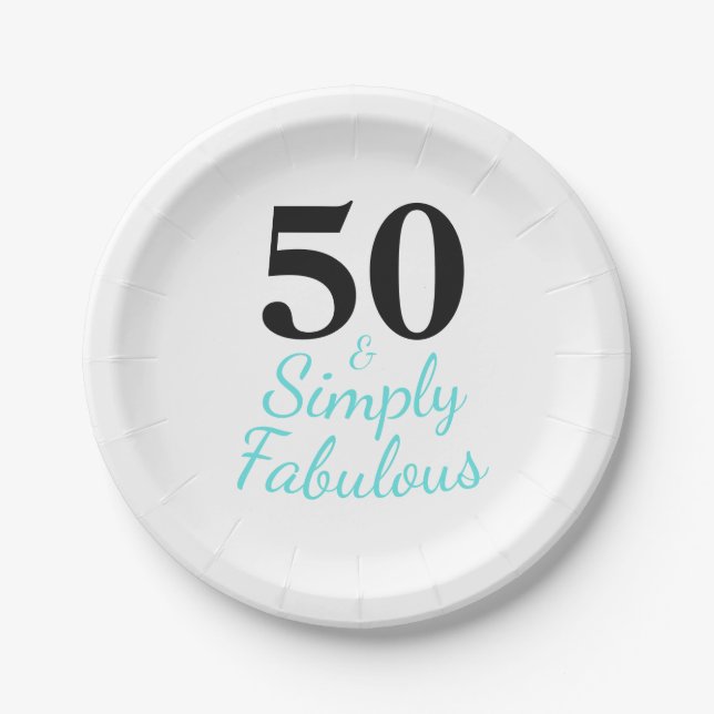 50 and Simply Fabulous Birthday Paper Plate (Front)