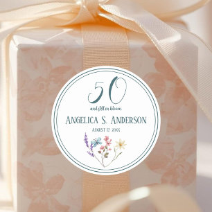 50 and still in Bloom Wildflower Birthday Classic Round Sticker