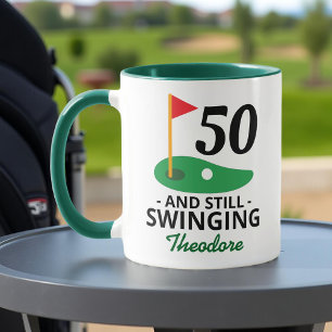 50 and Still Swinging, Funny 50th Birthday Golfer Mug
