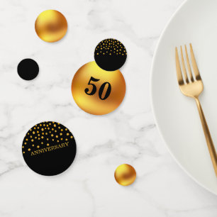50 Anniversary/Birthday Gold Black Table Confetti