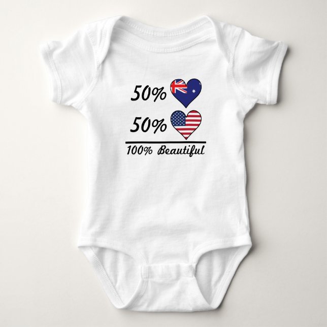 50% Australian 50% American 100% Beautiful Baby Bodysuit (Front)