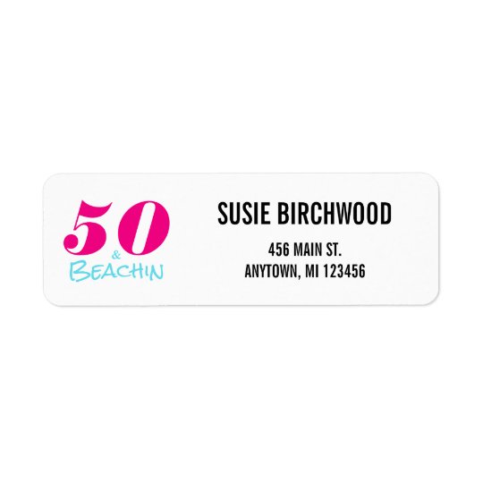 50 & Beachin 50th Birthday Return Address Label