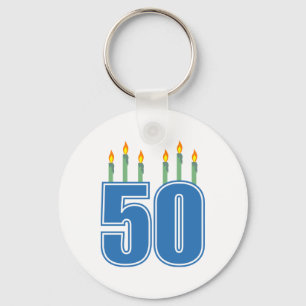 50 Birthday Candles (Blue / Green) Key Ring