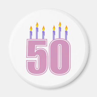50 Birthday Candles (Pink / Purple) Magnet