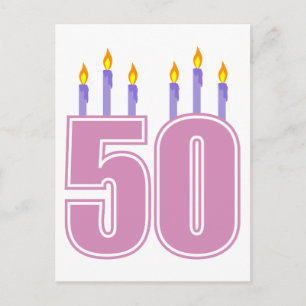 50 Birthday Candles (Pink / Purple) Postcard