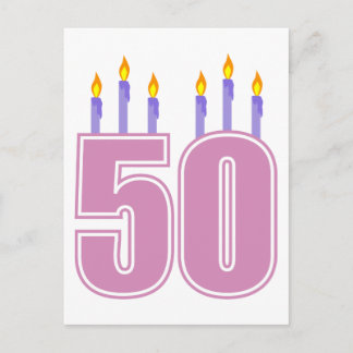 50 Birthday Candles (Pink / Purple) Postcard