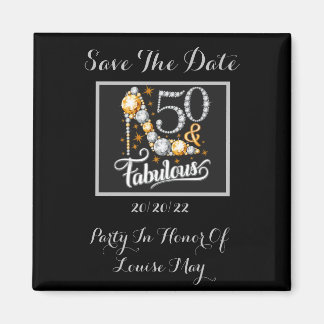 50 Birthday Fabulous Elegant Save The Date Magnet