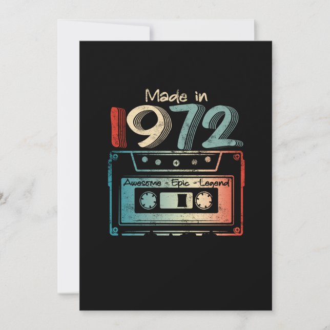 50 Birthday Gifts Year Old Made in 1972 Cassette Save The Date (Front)