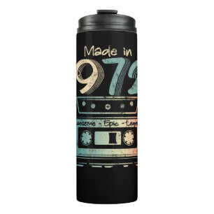 50 Birthday Gifts Year Old Made in 1972 Cassette Thermal Tumbler