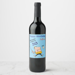 50 Birthday Golfer Wine Label