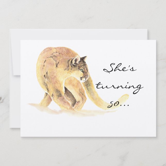 50 Birthday Party Invite Custom Cougar Humour (Front)