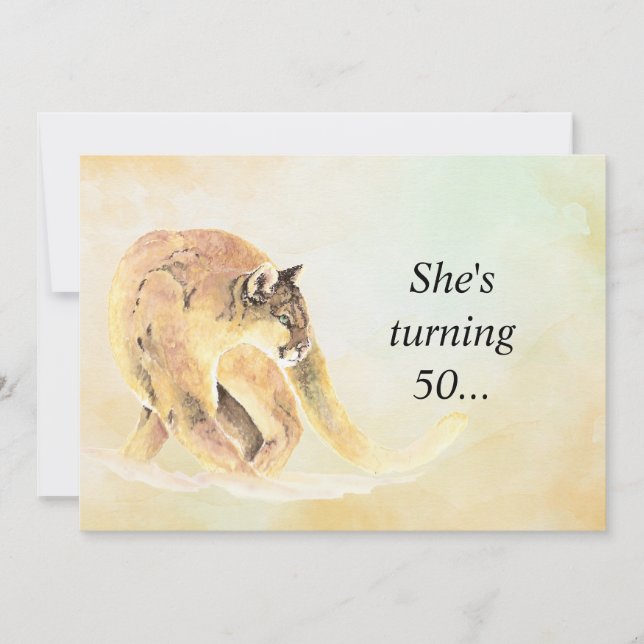 50 Birthday Party Invite Custom Cougar Humour (Front)