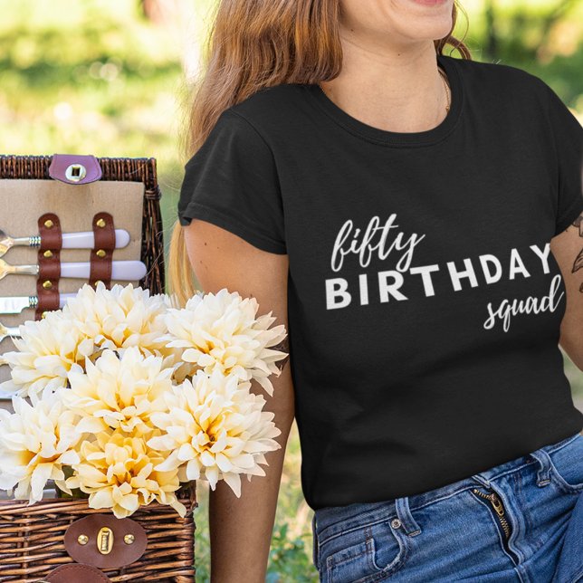 50 Birthday Squad Typography Simple Modern Custom Tri-Blend Shirt (Creator Uploaded)