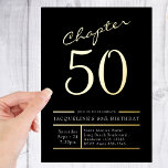 50 Black 50th Birthday Party Gold<br><div class="desc">Celebrate the special milestone of turning 50 with our luxurious black party invitations featuring stunning gold foil accents. Gather your family and friends to make this a night to remember with these elegant black and gold invites. Our unique design is perfect for making a statement, so your guests will be...</div>