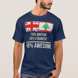50 British 50 Lebanese 100 Awesome Gift for Lebane T-Shirt