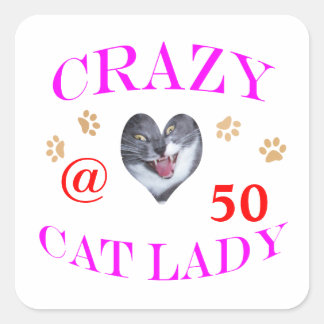 50 Crazy Cat Lady Square Sticker