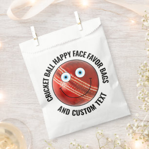 50 Custom Cricket Theme Party BLUE EYES Happy Face Favour Bags