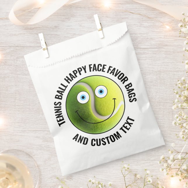 50 Custom Tennis Theme Party BLUE EYES Happy Face Favour Bags (Clipped)