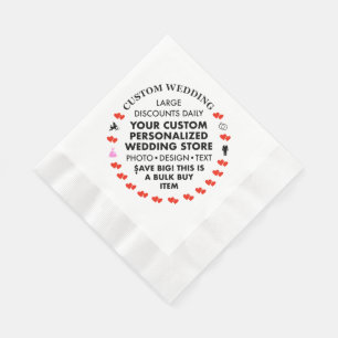 50 Custom Wedding Party 6.5" Paper Napkins