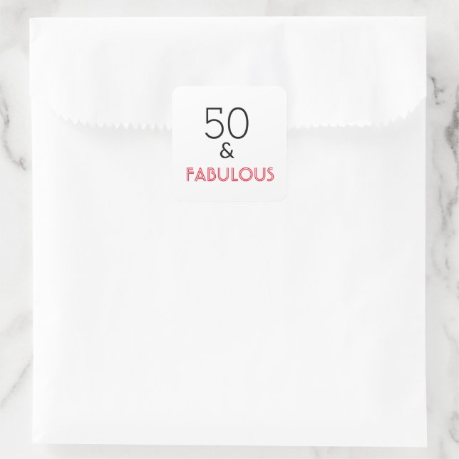 50 & Fab Birthday Square Sticker (Bag)